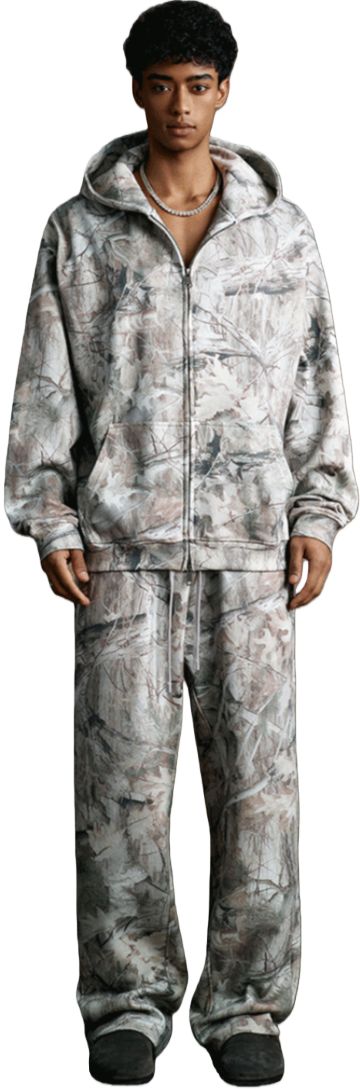 Mens Streetwear 68.5%Polyester 31.5%Cotton Hoodie Sweatpants Set W25518+W25519+K25