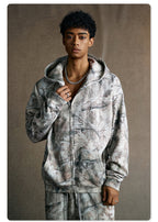 Mens Streetwear 68.5%Polyester 31.5%Cotton Hoodie Sweatpants Set W25518+W25519+K25