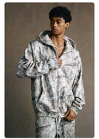 Mens Streetwear 68.5%Polyester 31.5%Cotton Hoodie Sweatpants Set W25518+W25519+K25