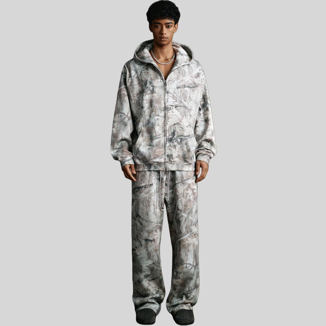 Mens Streetwear 68.5%Polyester 31.5%Cotton Hoodie Sweatpants Set W25518+W25519+K25 - Honfitwear