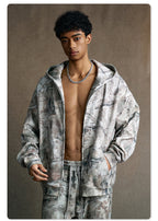 Mens Streetwear 68.5%Polyester 31.5%Cotton Hoodie Sweatpants Set W25518+W25519+K25