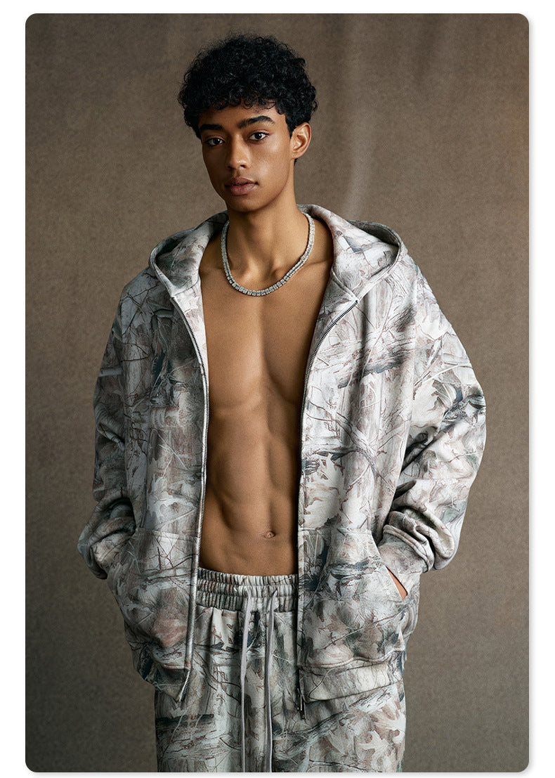 Mens Streetwear 68.5%Polyester 31.5%Cotton Hoodie Sweatpants Set W25518+W25519+K25