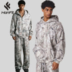 Mens Streetwear 68.5%Polyester 31.5%Cotton Hoodie Sweatpants Set W25518+W25519+K25
