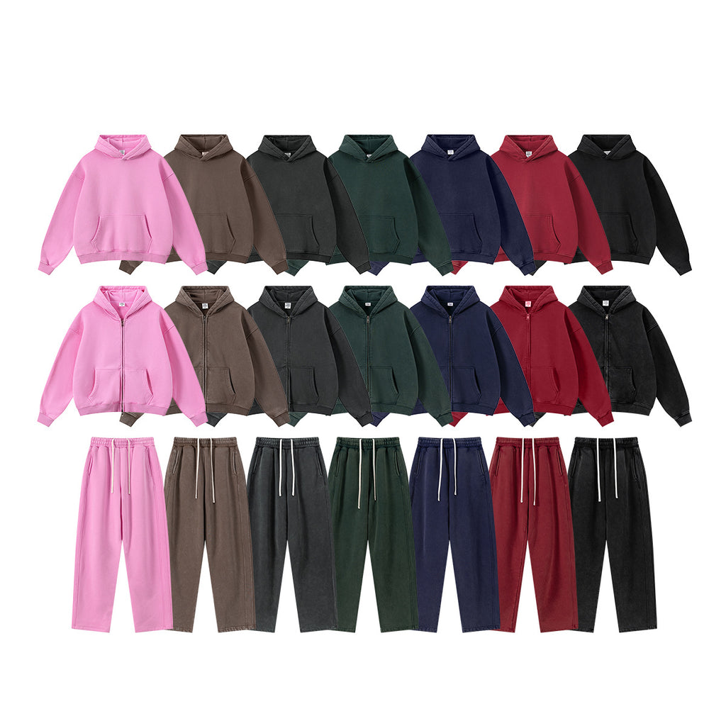 Mens Oversized 42%cotton 53%polyester 5%spandex hoodie Set W25805+W25806+K25807