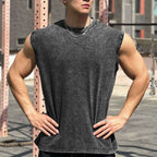 Mens Washed Distressed 100%cotton Tank Top WASH-BX69 print logo 3