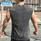 Mens Washed Distressed 100%cotton Tank Top WASH-BX69 print logo 11