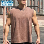 Mens Washed Distressed 100%cotton Tank Top WASH-BX69 print logo 16