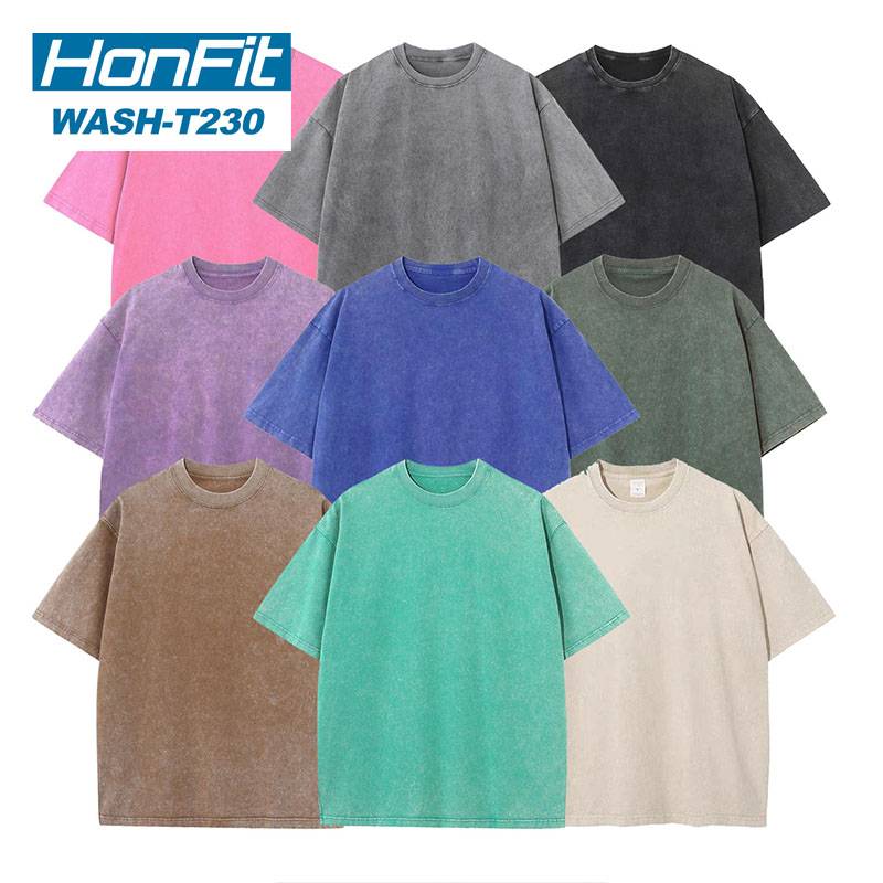 Mens Washed Vintage 100%cotton T Shirt WASH-T230 print logo 6