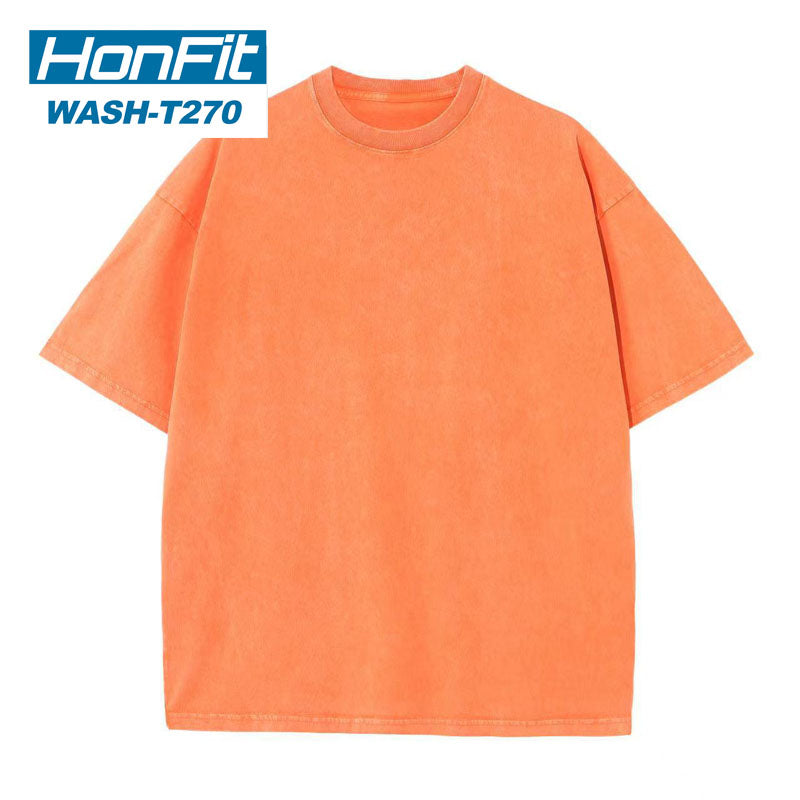 Mens Oversized Washed 100%cotton T Shirt WASH-T270 print logo 5