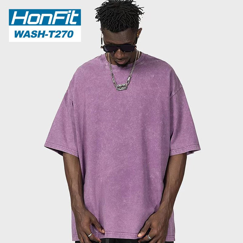 Mens Oversized Washed 100%cotton T Shirt WASH-T270 print logo 4