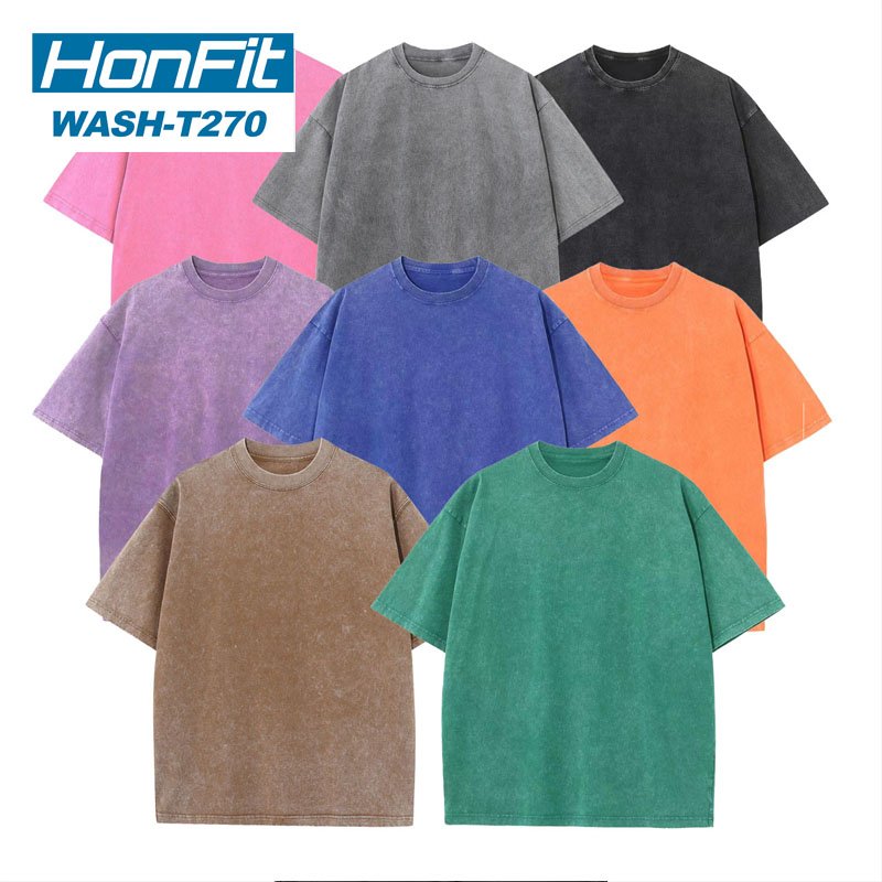 Mens Oversized Washed 100%cotton T Shirt WASH-T270 print logo 20