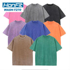 Mens Oversized Washed 100%cotton T Shirt WASH-T270 print logo 20