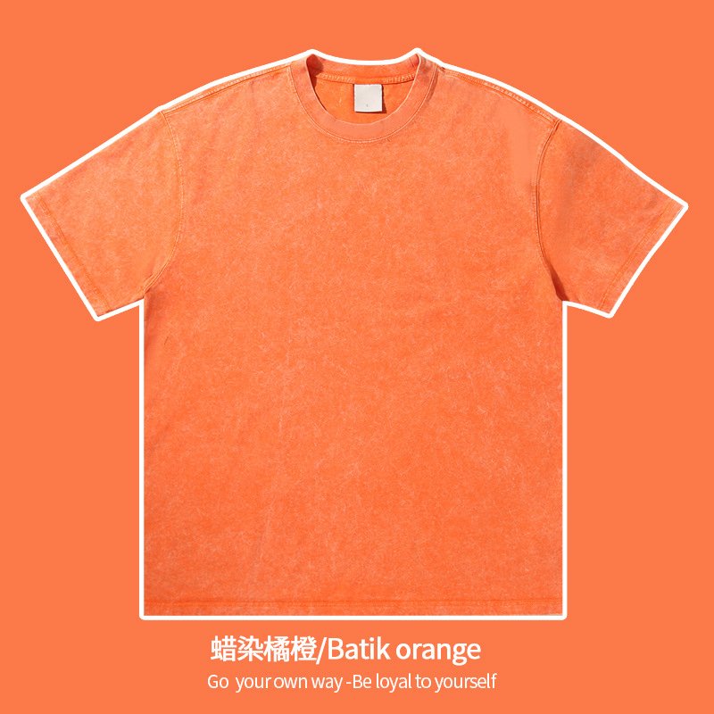 Mens Streetwear Washed 100%cotton T Shirt WASH-T300 print logo 25