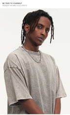 Mens Streetwear Washed 100%cotton T Shirt WASH-T300 print logo 69