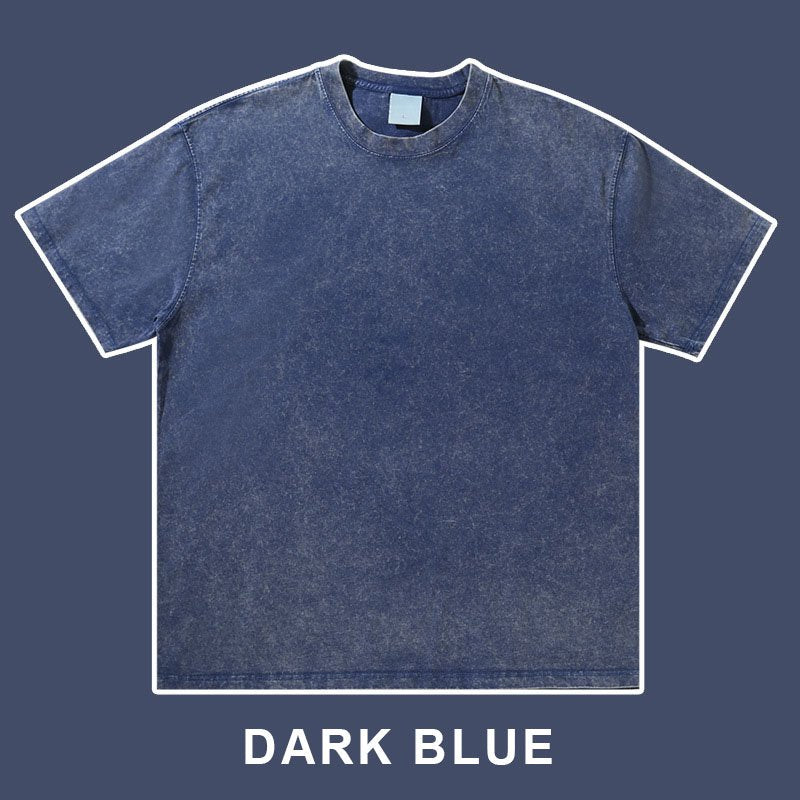 Mens Streetwear Washed 100%cotton T Shirt WASH-T300 print logo 13
