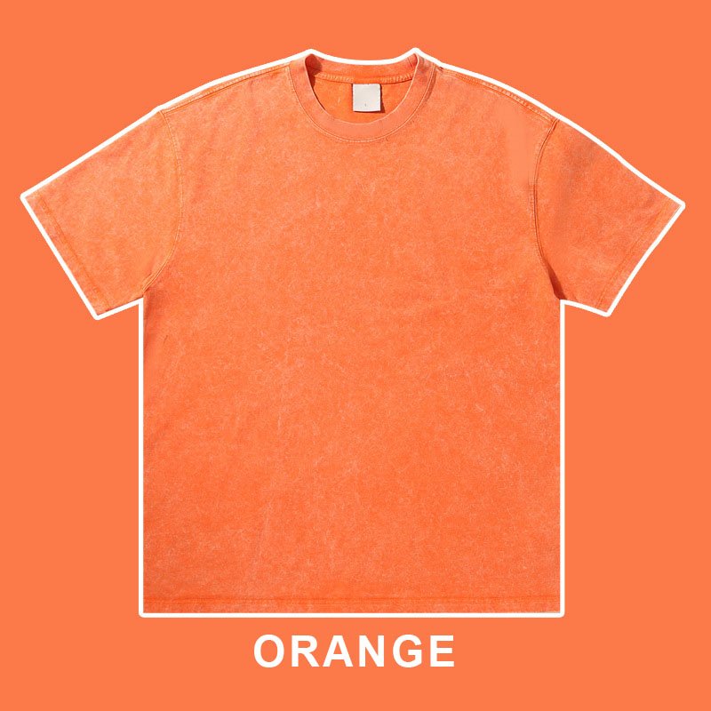 Mens Streetwear Washed 100%cotton T Shirt WASH-T300 print logo 9