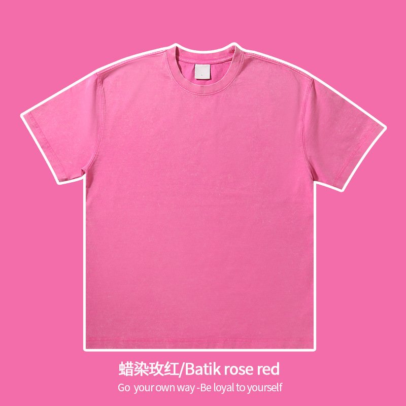 Mens Streetwear Washed 100%cotton T Shirt WASH-T300 print logo 17