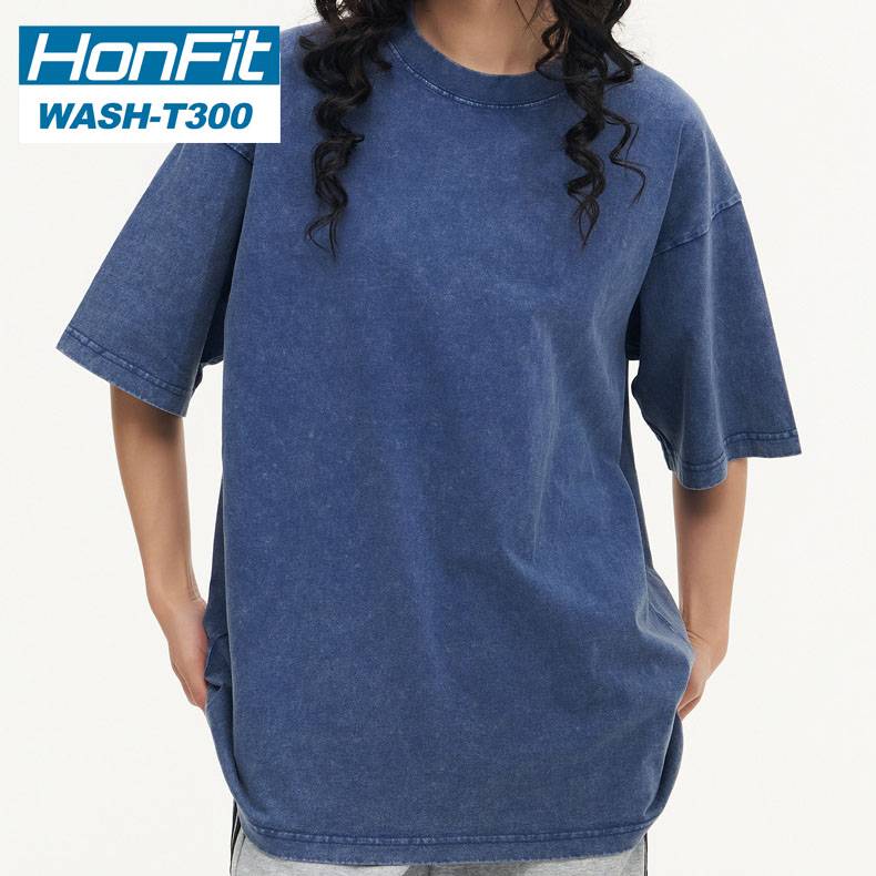 Mens Streetwear Washed 100%cotton T Shirt WASH-T300 print logo 37