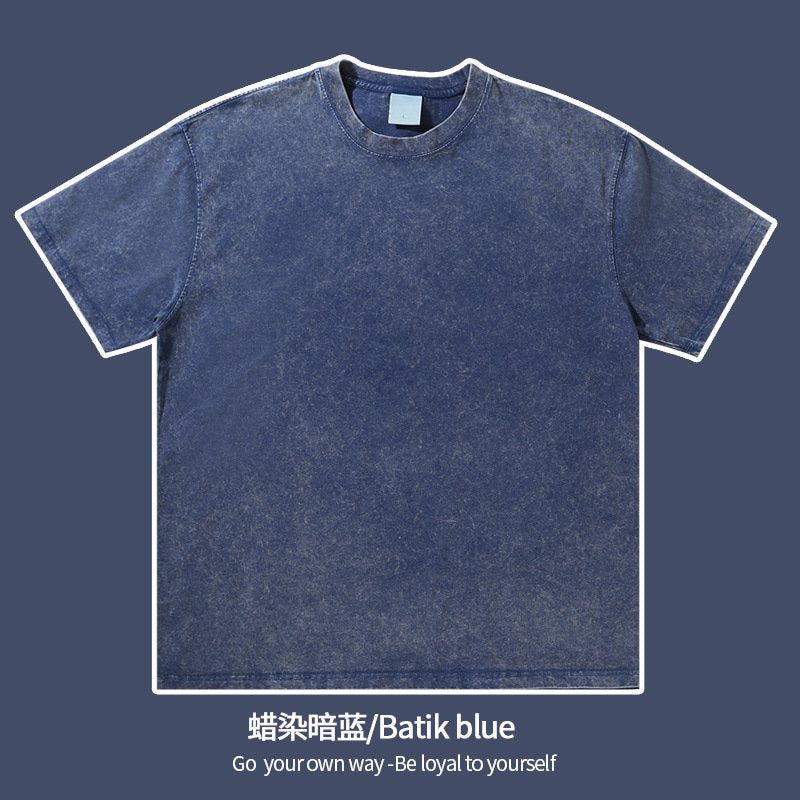 Mens Streetwear Washed 100%cotton T Shirt WASH-T300 print logo 21