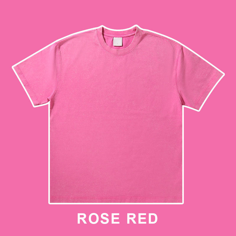 Mens Streetwear Washed 100%cotton T Shirt WASH-T300 print logo 5