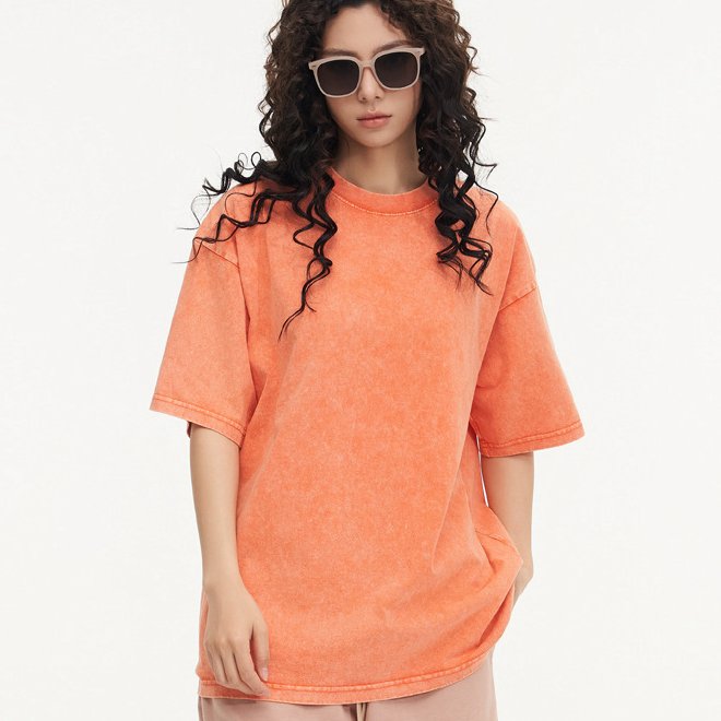Mens Streetwear Washed 100%cotton T Shirt WASH-T300 print logo 30
