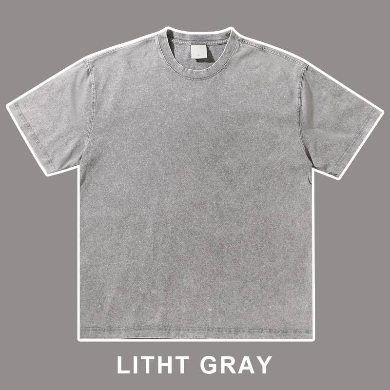 Mens Streetwear Washed 100%cotton T Shirt WASH-T300 print logo 14