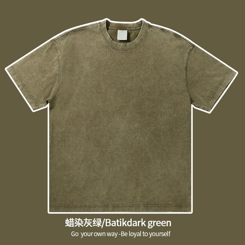 Mens Streetwear Washed 100%cotton T Shirt WASH-T300 print logo 22