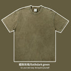Mens Streetwear Washed 100%cotton T Shirt WASH-T300 print logo 22