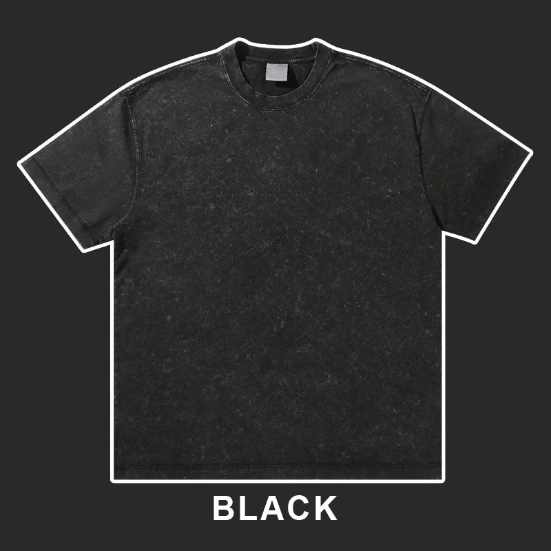 Mens Streetwear Washed 100%cotton T Shirt WASH-T300 print logo 6