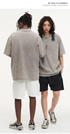 Mens Streetwear Washed 100%cotton T Shirt WASH-T300 print logo 70