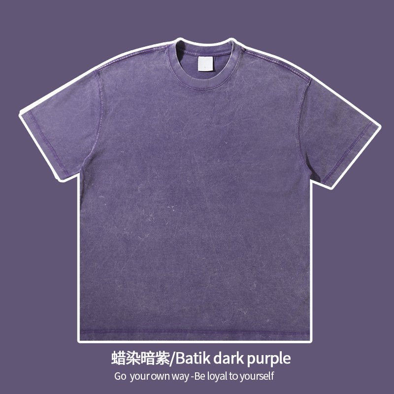Mens Streetwear Washed 100%cotton T Shirt WASH-T300 print logo 26