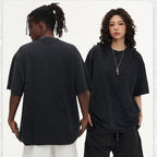 Mens Streetwear Washed 100%cotton T Shirt WASH-T300 print logo 2