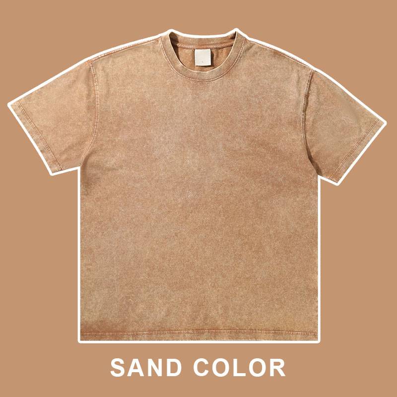 Mens Streetwear Washed 100%cotton T Shirt WASH-T300 print logo 10