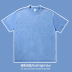 Mens Streetwear Washed 100%cotton T Shirt WASH-T300 print logo 27