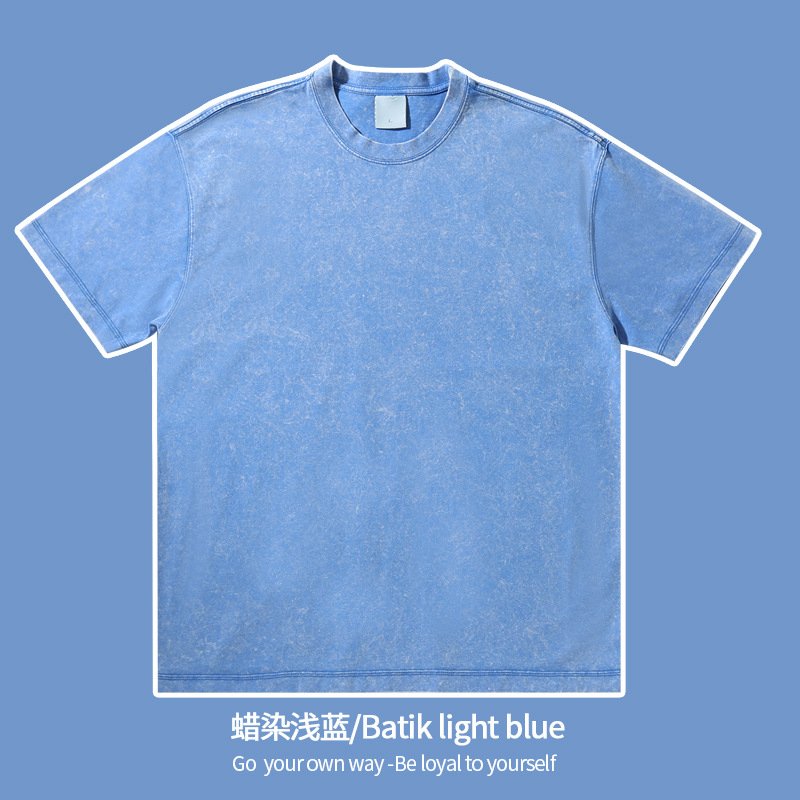 Mens Streetwear Washed 100%cotton T Shirt WASH-T300 print logo 27