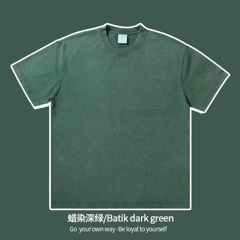 Mens Streetwear Washed 100%cotton T Shirt WASH-T300 print logo 19