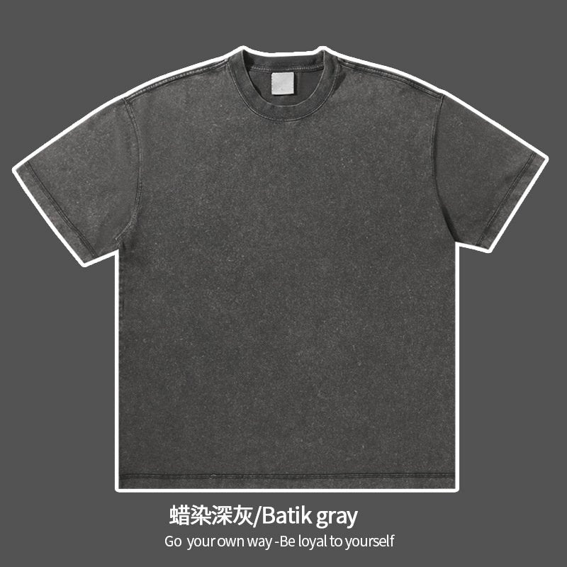 Mens Streetwear Washed 100%cotton T Shirt WASH-T300 print logo 23