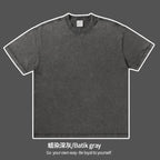 Mens Streetwear Washed 100%cotton T Shirt WASH-T300 print logo 23