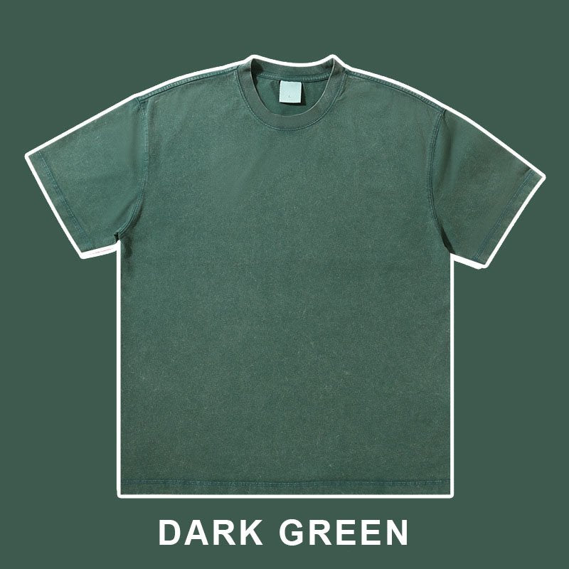Mens Streetwear Washed 100%cotton T Shirt WASH-T300 print logo 15