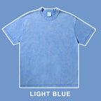Mens Streetwear Washed 100%cotton T Shirt WASH-T300 print logo 3