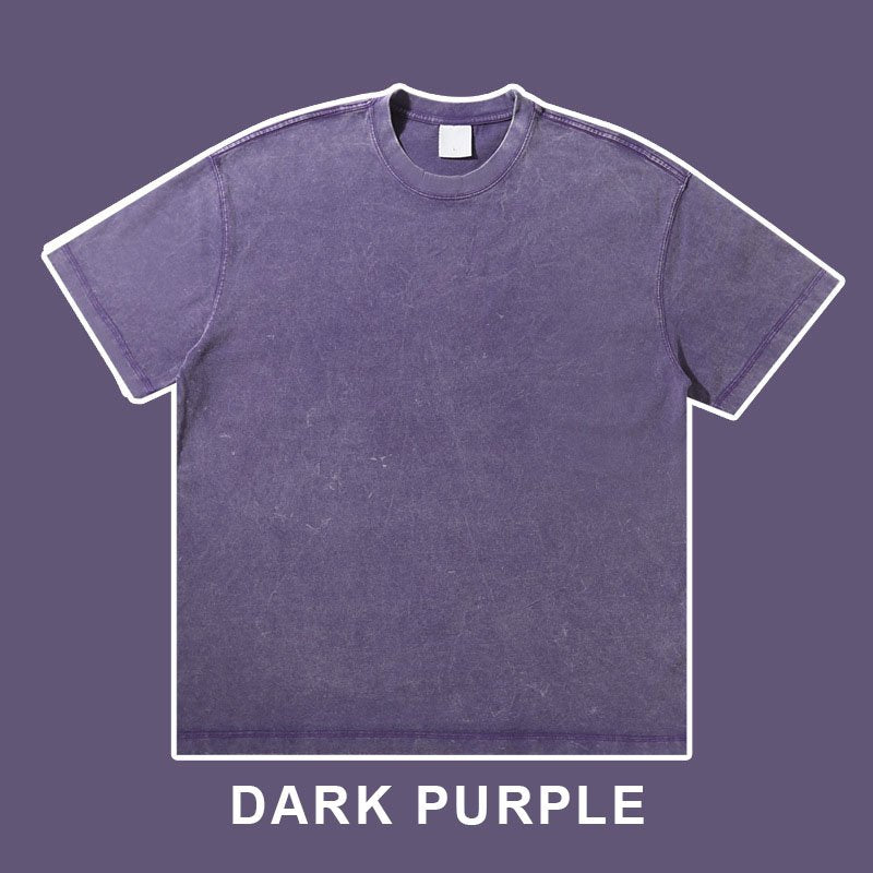 Mens Streetwear Washed 100%cotton T Shirt WASH-T300 print logo 7
