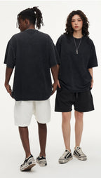 Mens Streetwear Washed 100%cotton T Shirt WASH-T300 print logo 67