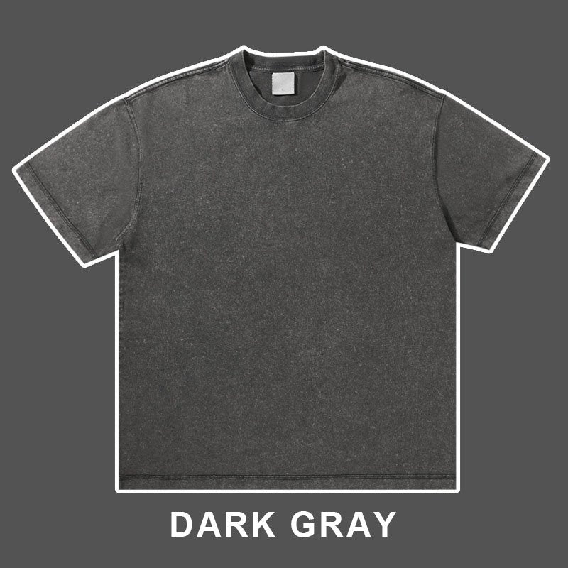 Mens Streetwear Washed 100%cotton T Shirt WASH-T300 print logo 11