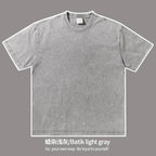 Mens Streetwear Washed 100%cotton T Shirt WASH-T300 print logo 20