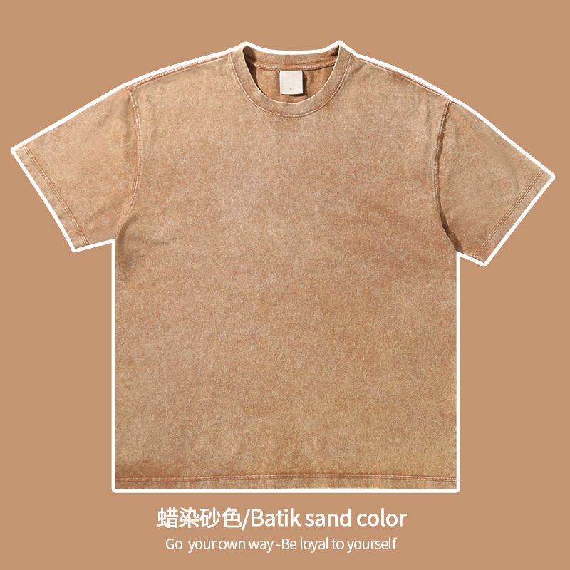 Mens Streetwear Washed 100%cotton T Shirt WASH-T300 print logo 24
