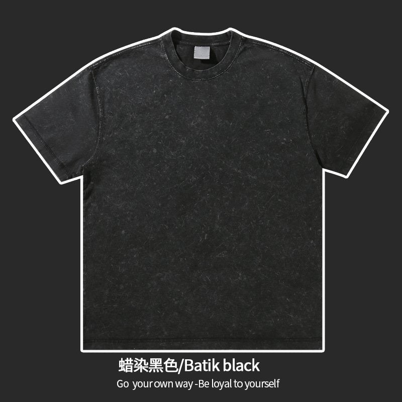 Mens Streetwear Washed 100%cotton T Shirt WASH-T300 print logo 16