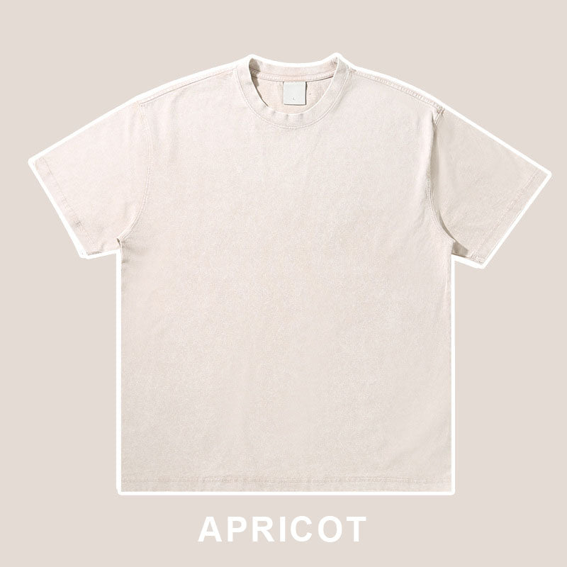 Mens Streetwear Washed 100%cotton T Shirt WASH-T300 print logo 4