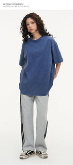 Mens Streetwear Washed 100%cotton T Shirt WASH-T300 print logo 52