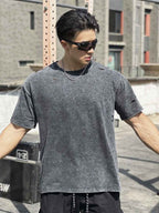 Mens Distressed Washed 100%cotton T Shirt WASH-TX102 print logo 17