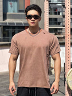 Mens Distressed Washed 100%cotton T Shirt WASH-TX102 print logo 21